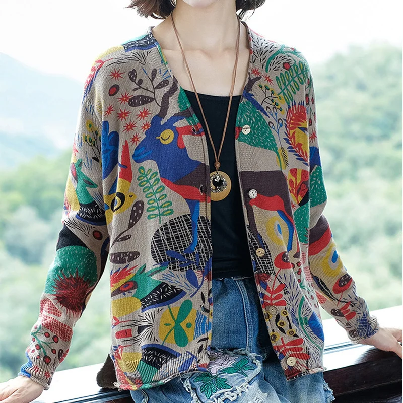 Женское Вязаное кимоно свитер в этническом винтажном стиле мягкая верхняя