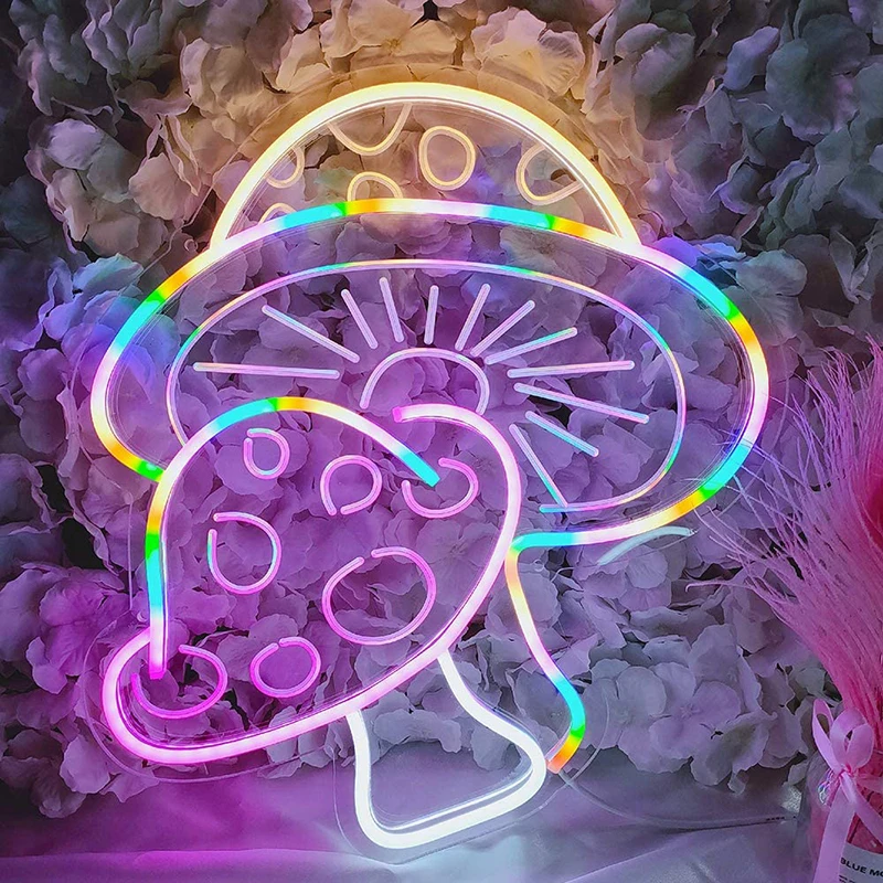 Светодиодный неоновый ночник в виде грибов настенная USB-вывеска ночная лампа