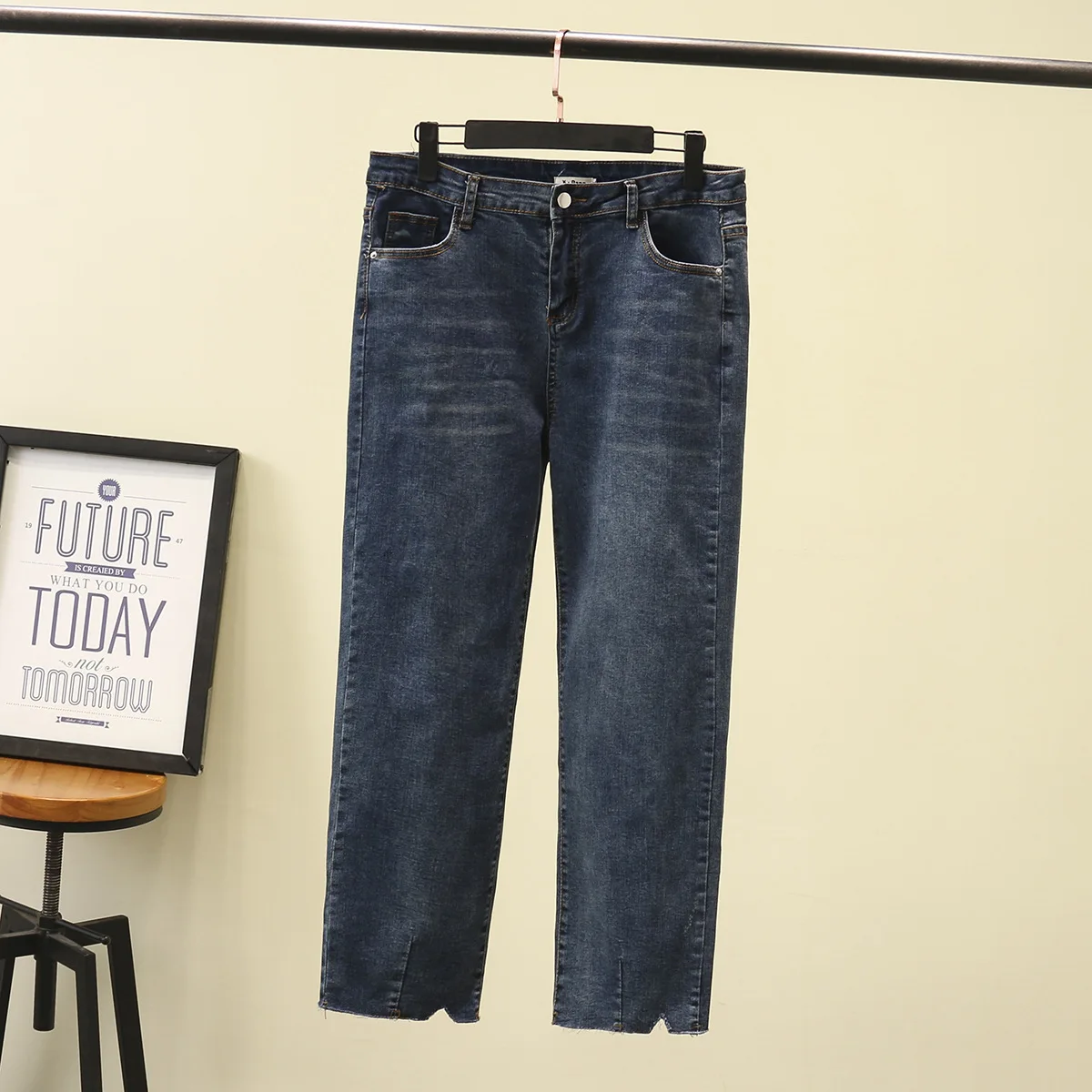 Женские джинсы 2020 весенние модные женские прямые брюки с высокой талией Большие