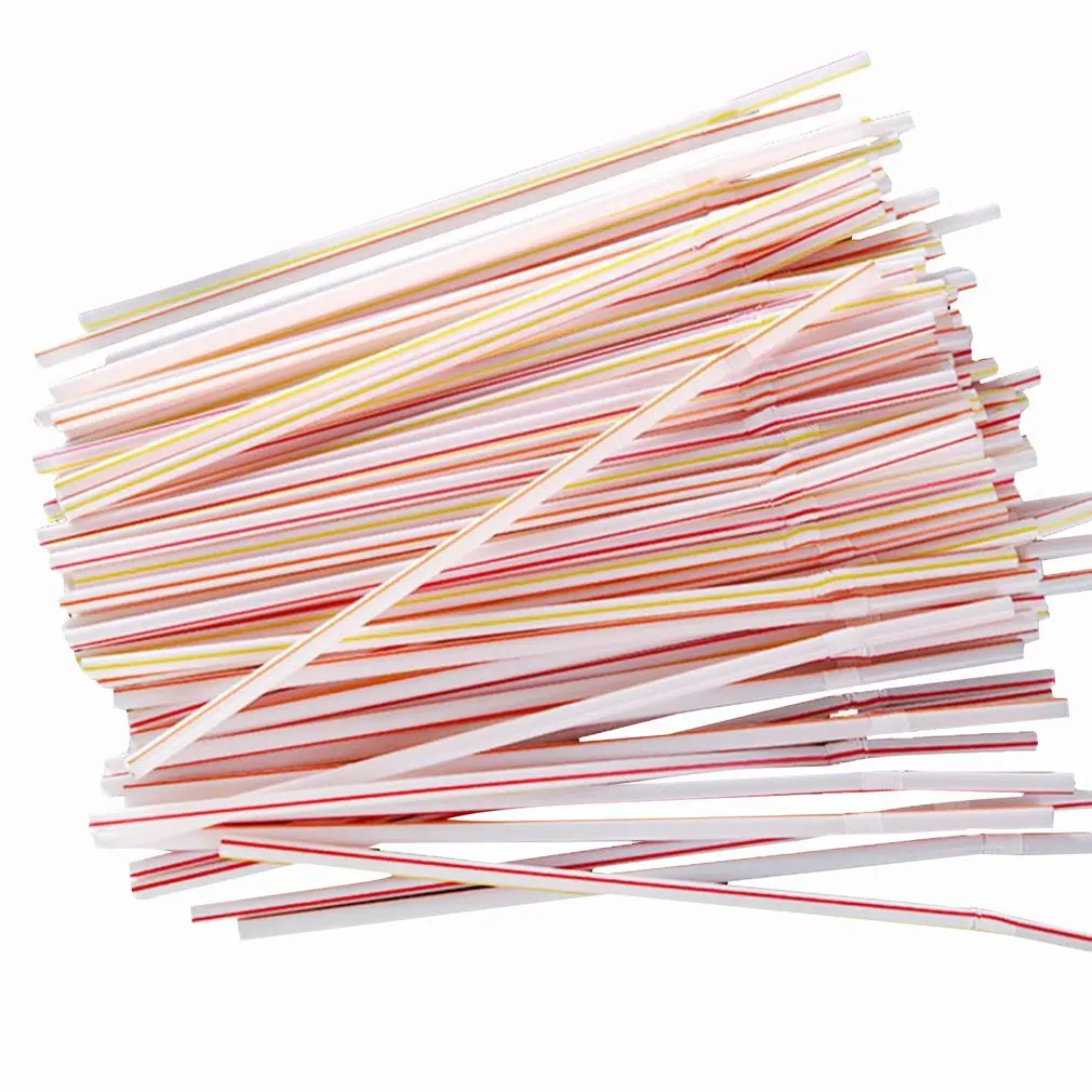 

100Pcs/Bag Disposable Plastic Straws Mixed Color Stretchable Bendable Drinking Straws Hot Cold Beverage Straws Party Supplies