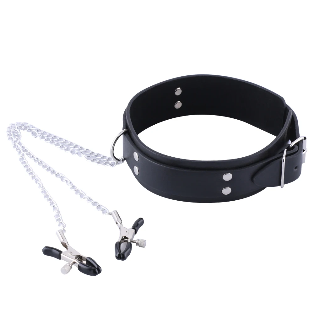 Бандаж на шею рукав сдерживающий секс-воротник для взрослых с зажимами сосков