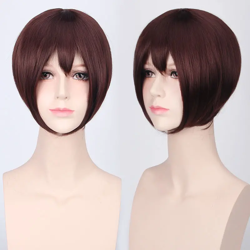 Perruque courte noire rouge rose faux résistants для теплоты mulet Type poisson |