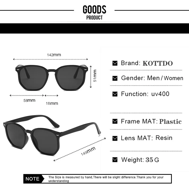 

KOTTDO Classic Square Outdoor Sunglasses Men Vintage Leopard Beach Plastic Anti-Reflective Sun Glasses for Women Uv400
