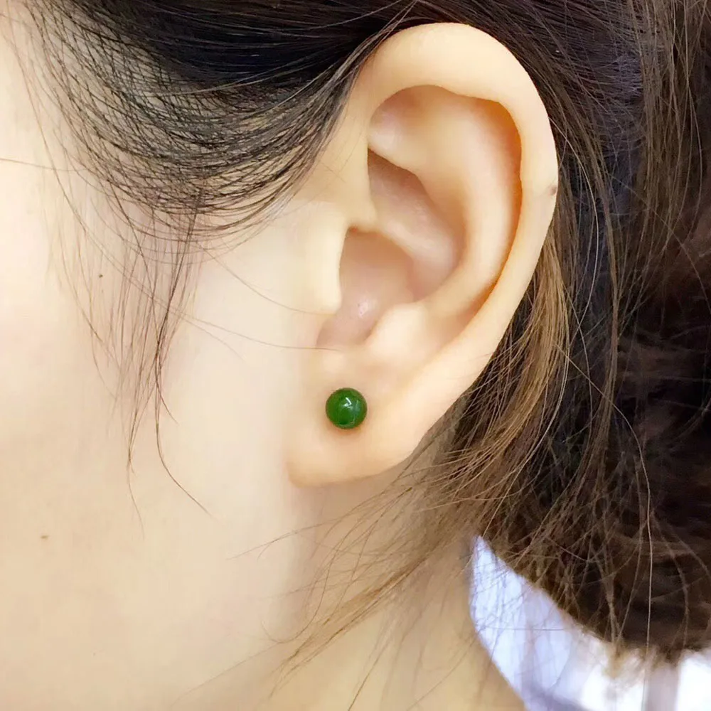 

Jadery Luxury Classic Earrings For Women 925 Sterling Silver Ear Buds-Dark Green Jade Gemstone Stud Earrings Black Friday 2019