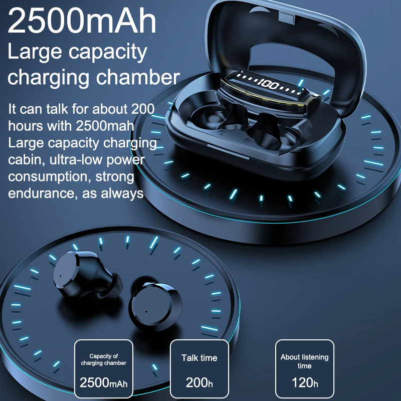 TWS Wireless Earbuds Bluetooth Headphones 2500mAh LED Charging Box 9D Bass Stereo Noise Reduction Earphones Headsets with Mic |