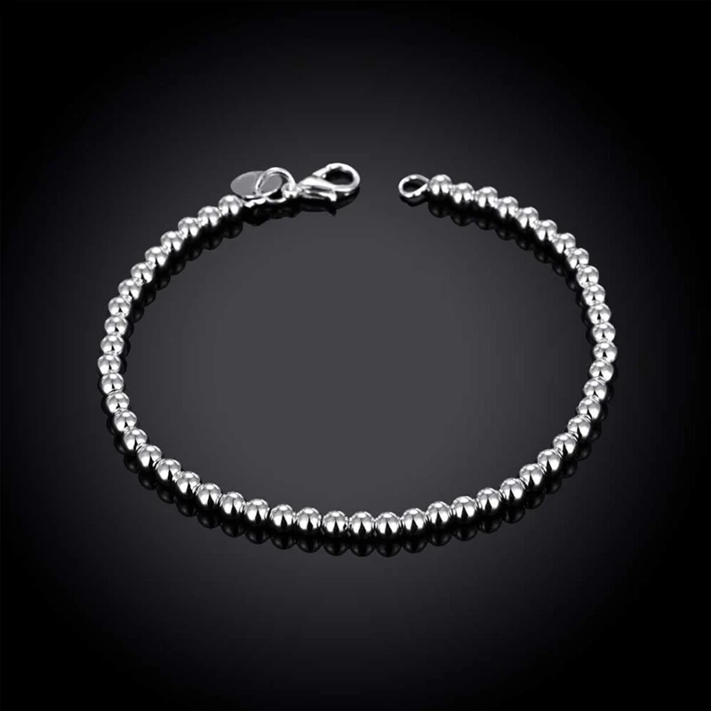 Новое поступление серебряный Модный Гладкий женский браслет 4 мм ювелирные