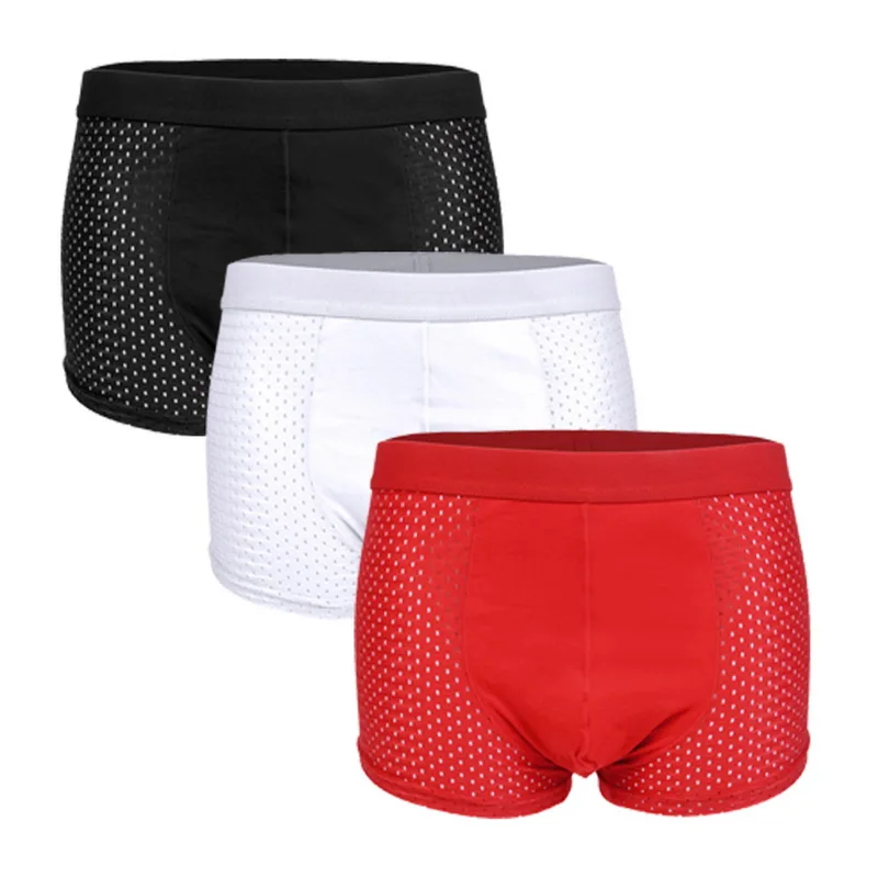 

Vogue 2pcs Men Underwear Mesh Breathable Solid Men Boxer Shorts Nice Brand Quick Dry Underpants Male Under Shorts