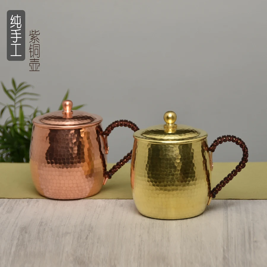 

Медная чашка для чая ручной работы в стиле ретро, утолщенная медная посуда, кружка для молока, пива, кофе, дорожная посуда для напитков