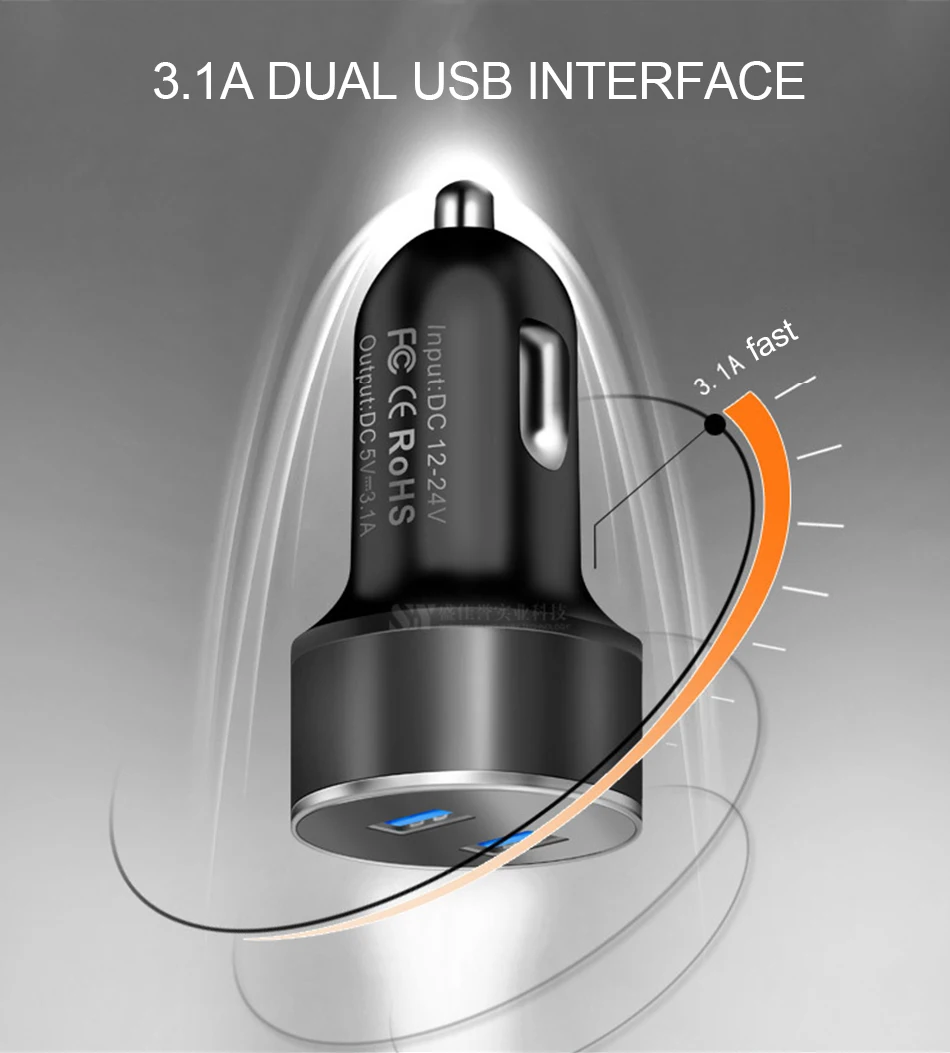 3.1A 5V двойной зарядное устройство USB с Отображение напряжения на светодиодном дисплее/текущий дисплей мобильного телефона автомобильное зарядное устройство для смартфона/планшета