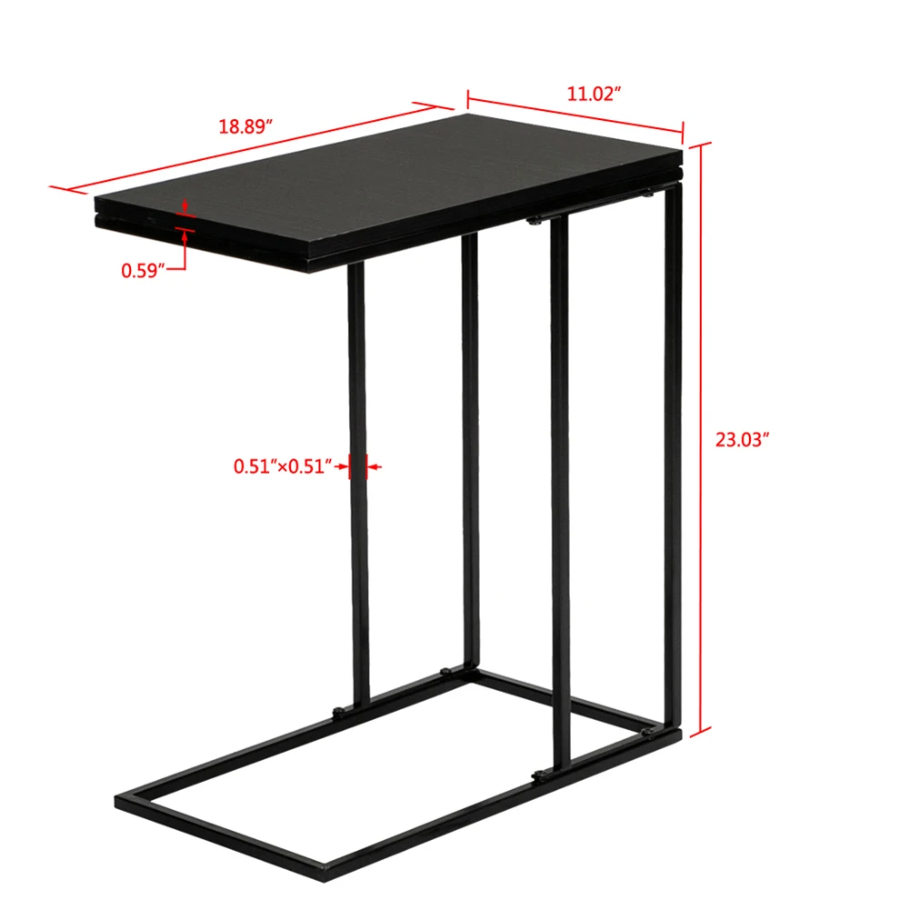 

Single Layer Snack Table Sofa Table Black Steel Frame Countertops Laminate Top for Displaying Decoration 18.9 x 11 x 23cm