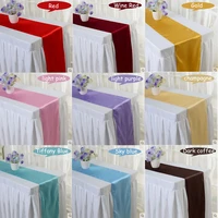 cheap 10pcslot redblueyellowpurple 16 colors 30275cm satin table runner for wedding engagementhotel banquetfesival decor