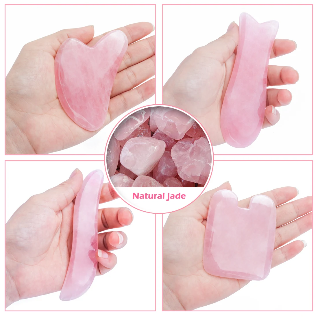 

Rose Quartz Gua Sha Facial Tools Natural Gua Sha Scraping Massage Tool Pink Green Crystal Stone for Facial Body Skin for SPA
