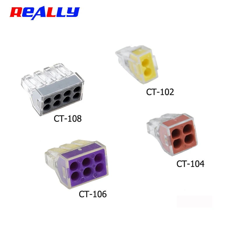 

10Pcs 102/104/108 Universal Compact Wire Wiring Connector 2-8 Pin Conductor Terminal Block With Lever 0.75-2.5mm2