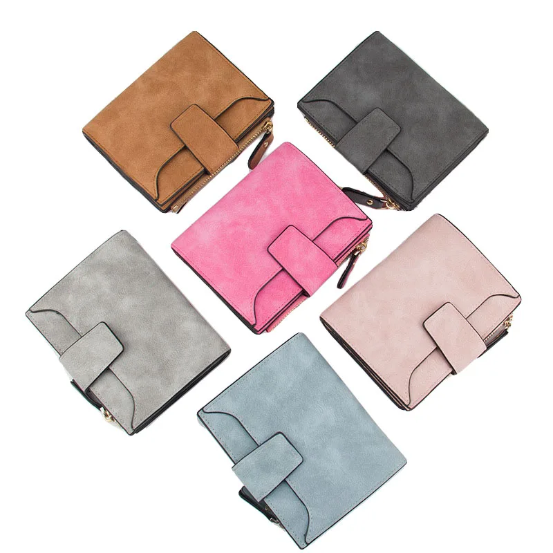 

50PCS / LOT Short Wallet Leather for Women Small Money Bag Slim Coin Pocket Purse Solid Color Minimalist Wallet sac a main femme