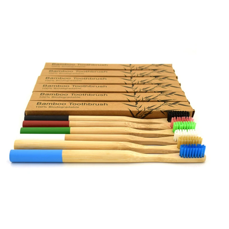 1 шт. Защита окружающей среды чистые черный щетина бамбук Зубная щётка мягкое
