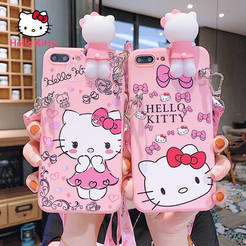 

Hello Kitty for IPhone 7/8P/X/XR/XS/XSMAX/11/12Pro/12mini Diagonal Lanyard Anti-drop Mobile Phone Case