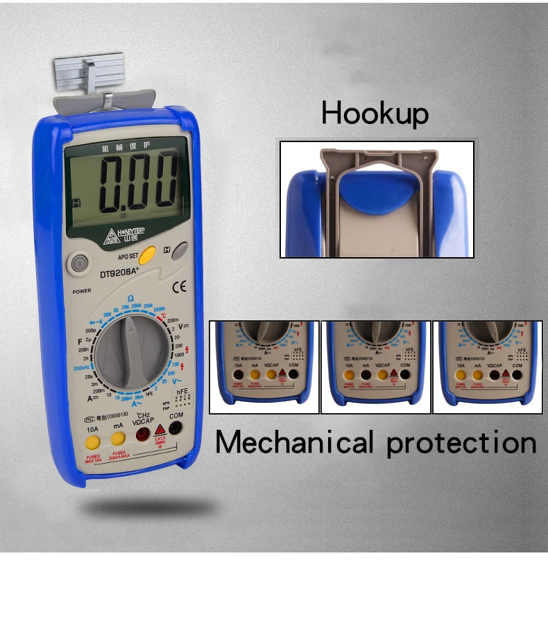 HONEYTEK Цифровой мультиметр DT9208A AC DC LCD Дисплей электрический портативный Вольтметр Амперметр Ом постоянной ёмкости, универсальный конденсатор тестер цифровой измеритель мощности