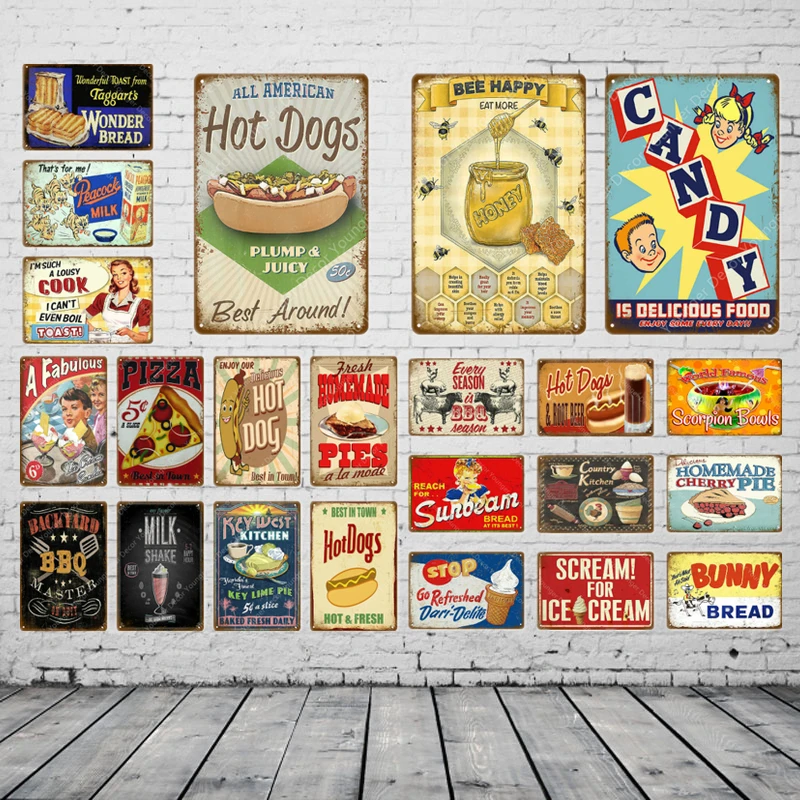 Металлические знаки для хот догов конфеты пироги барбекю искусственное