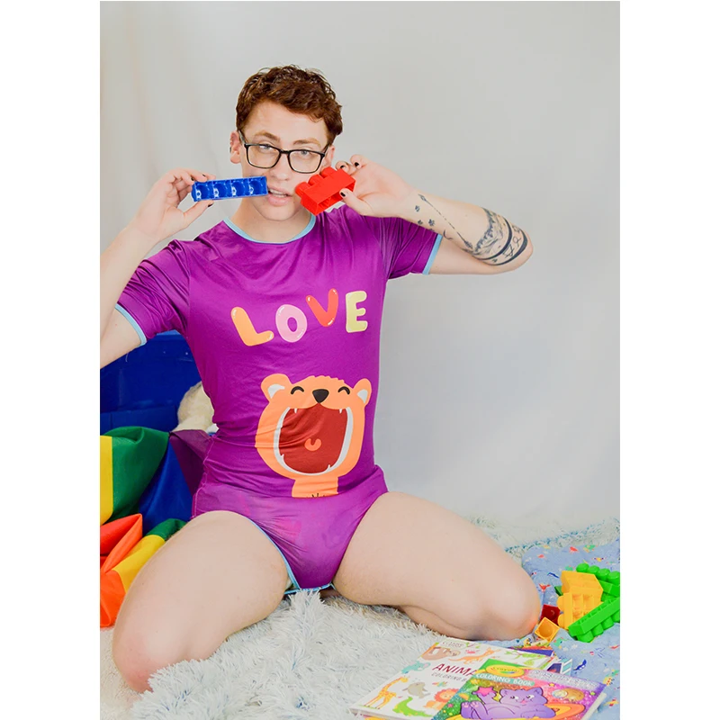 

Комбинезон ABDL, хлопковый, для взрослых и малышей, с застежкой в промежности