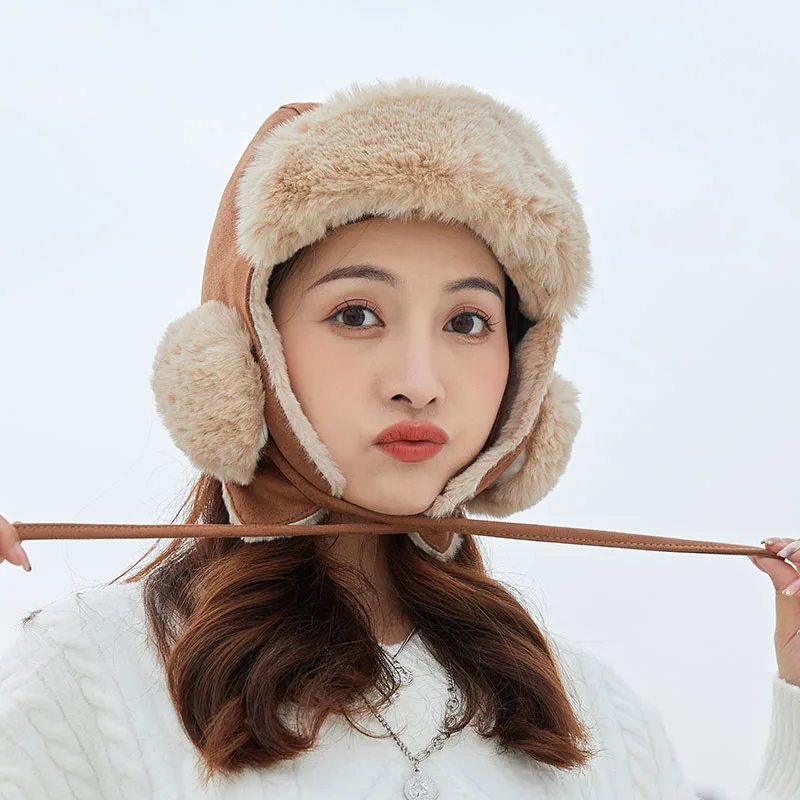 

2021 Autumn Winter Women Woolen Blended Caps Hats Cute Fashion Winter Girls Bobmer Ushanka Hats