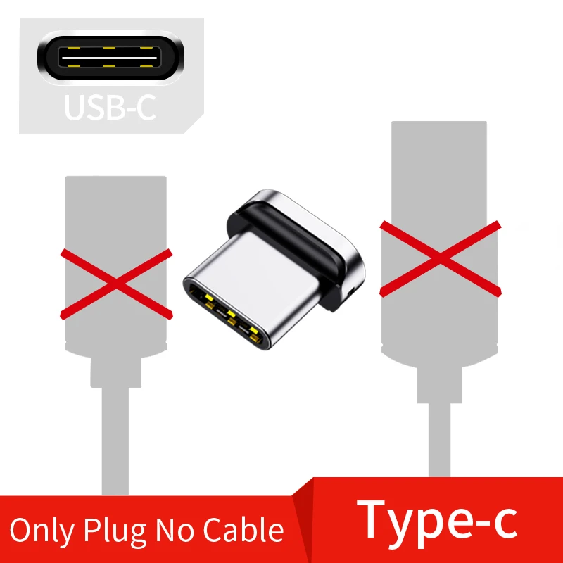 Only Type C Plug Магнитный USB кабель Micro USB Type C Магнитный кабель для iphone Samsung Huawei USB C Android зарядное устройство Быстрая зарядка данных USB шнур - Цвет: Only Type C Plug