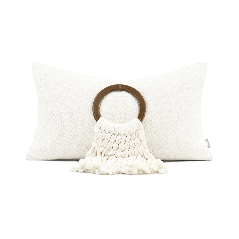 

Solid White Cushion Cover 30x50cm European Style Tassel Waist Pillow Cover Home Decorative Cushions For Bedroom