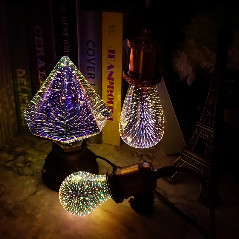 2pcs/lot Led Bulb Star Fireworks 3D E27 Vintage Edison Night Light 110V 220V A60 ST64 G80 G95 G125 Holiday Decoration Lighting | Освещение