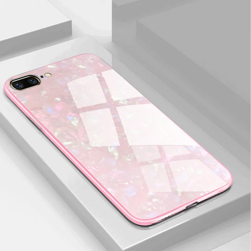 Стеклянный чехол для телефона для Iphone 7, 8, 6, 6 S, защита от падения, задняя крышка для Iphone XR X, XS MAX, ультратонкий, мягкий, ТПУ, серебристый чехол, роскошный - Цвет: Pink