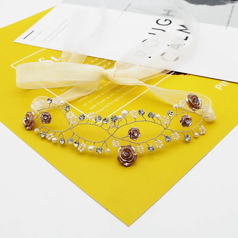 Модные свадебные аксессуары для волос девочек повязка на голову с цветами и