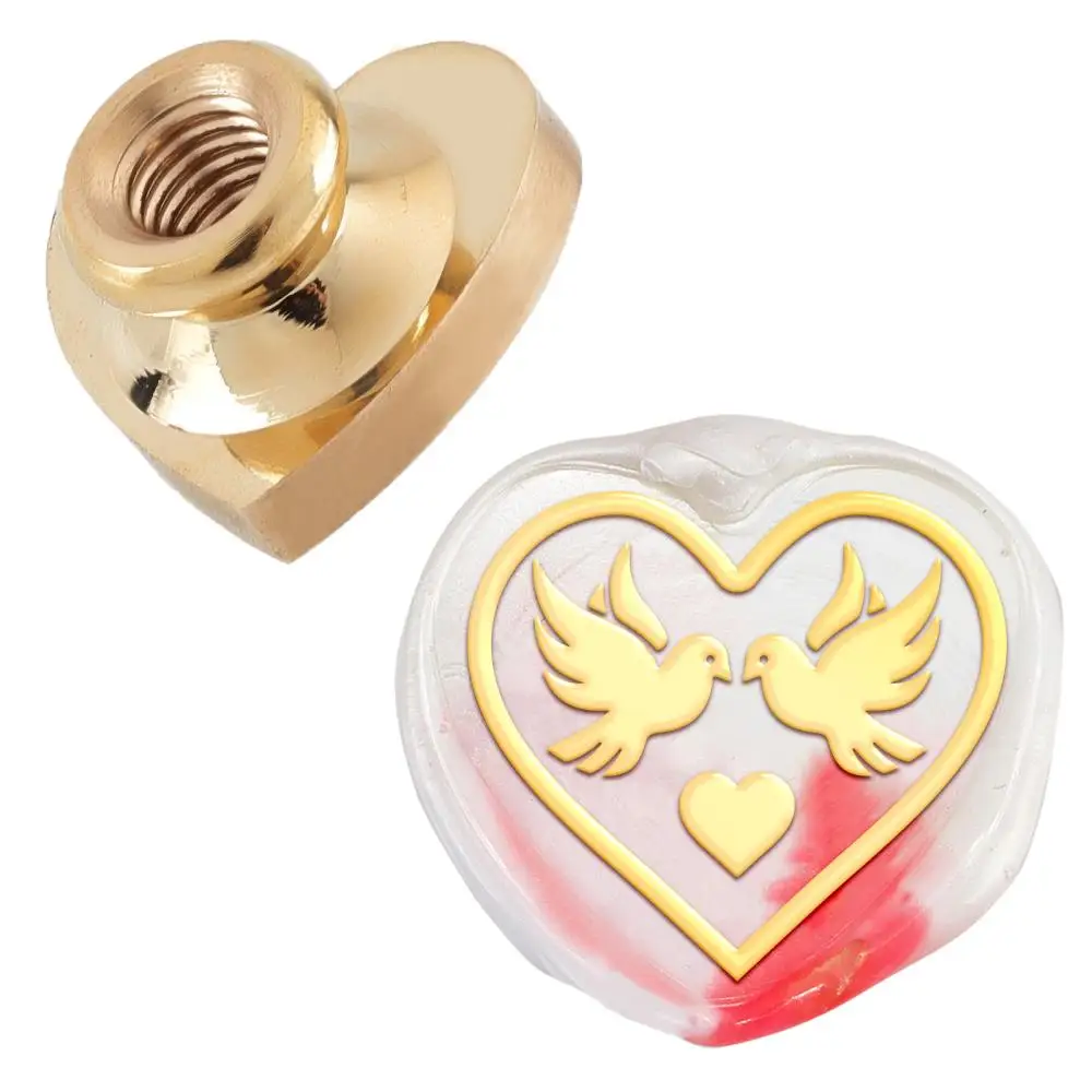 

1 pc DIY Scrapbook Brass Wax Seal Stamp Heart Bird Pattern 2.5cm