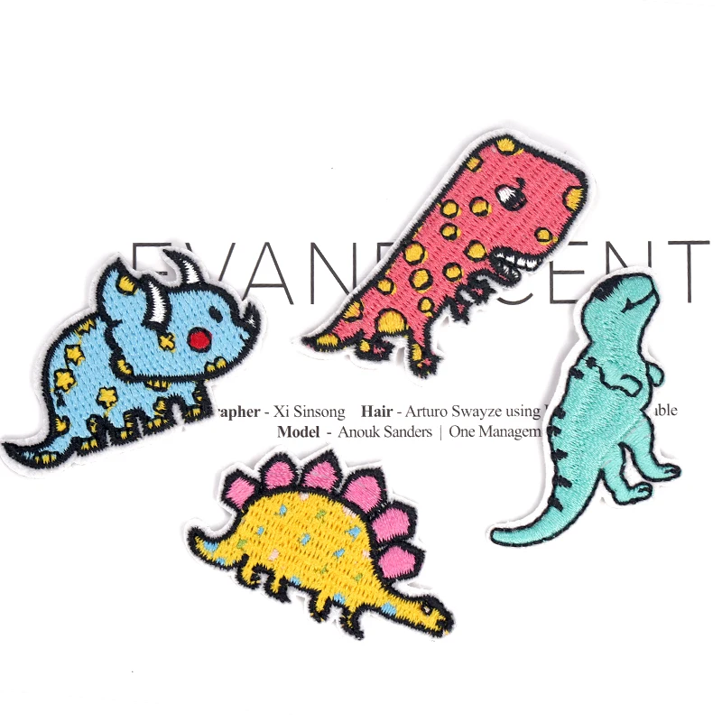 Вышитая детская одежда с мультяшным динозавром нашивка модная аппликация