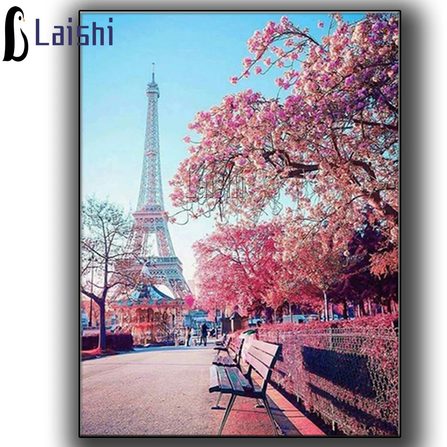 

Алмазная вышивка Стразы в романтическом парижском ландшафте, живопись с камнями, круглая вышивка крестиком, мозаика, домашний декор