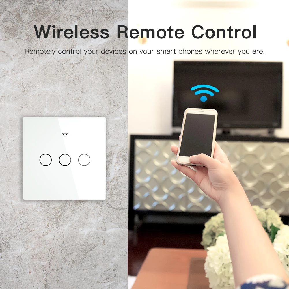 Один огонь WiFi RF433 умный настенный выключатель Smart Life Tuya пульт дистанционного