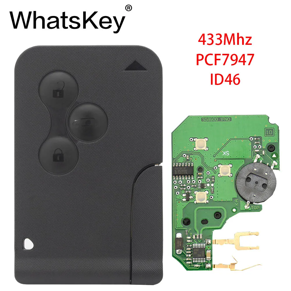 Type B Remote Key WhatsKey 5 шт. 433 МГц ID46 PCF7947 чип с аварийным маленькое лезвие умный дистанционный Автомобильный ключ для Renault Megane Scenic card 2003-2008 - Цвет: Type B Remote Key