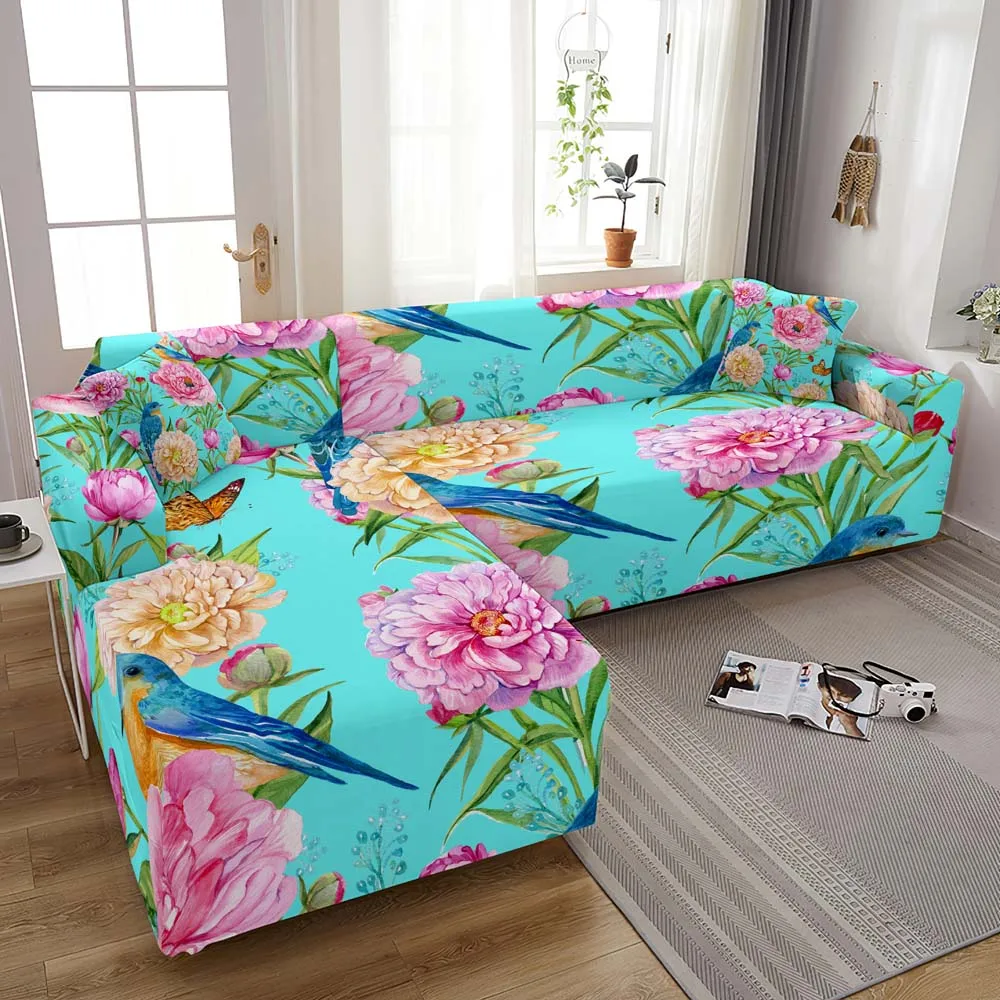 Эластичный чехол для дивана с цветочным принтом гостиной длинный секционный в |