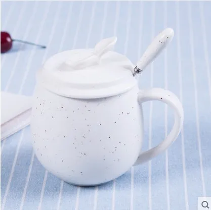 with lid spoon Винтажные керамические кружки в форме яблока с крышкой ложкой, чашка для завтрака с молоком, кофейная чашка, парные кружки для кофе и воды, милая чашка для завтрака - Цвет: with lid spoon