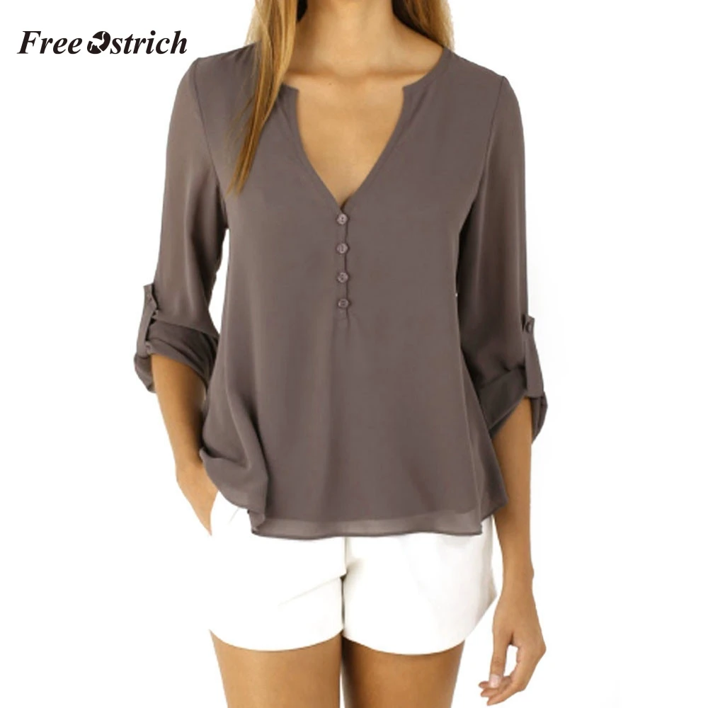 Футболка Бесплатная ostrich женская Свободная шифоновая Повседневная рубашка с