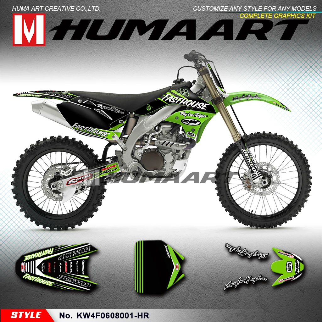 

HUMAART Dirt Bike Stickers MX Decals for KX250F KX450F KXF 250 450 2006 2007 2008, Customizable