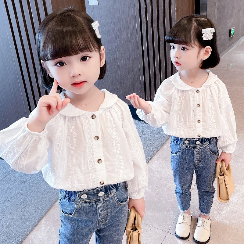 

Новинка весна-осень 2021 Корейская жаккардовая рубашка с рукавами-фонариками Милая одежда для девушек изящная и модная женская одежда