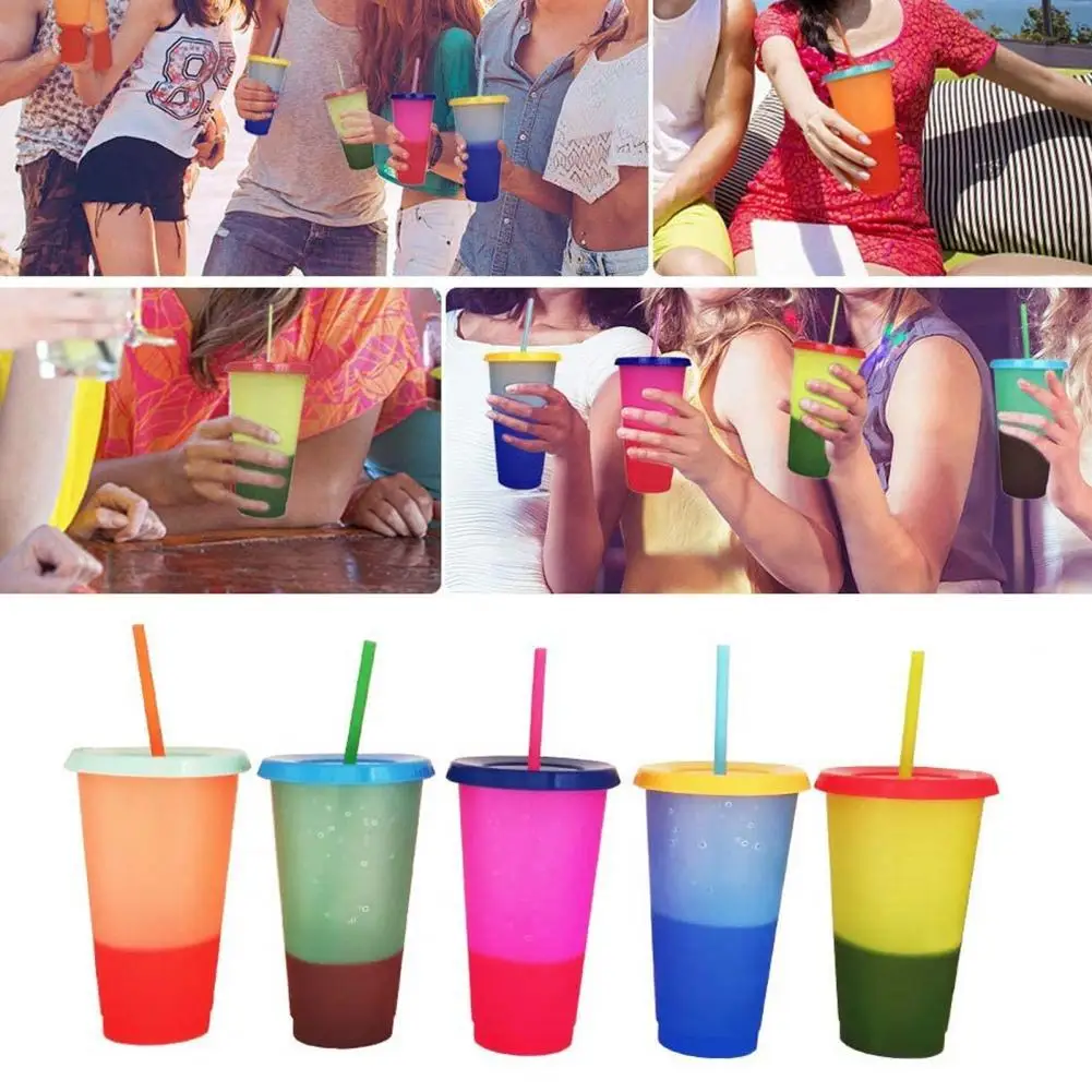 

5Pcs 600/700ml Straw Cup Fixing ring Creative PP Kids Straw Mug for Gifts Water Bottle for Drinking Tea Mug Outdoor Dropshipping