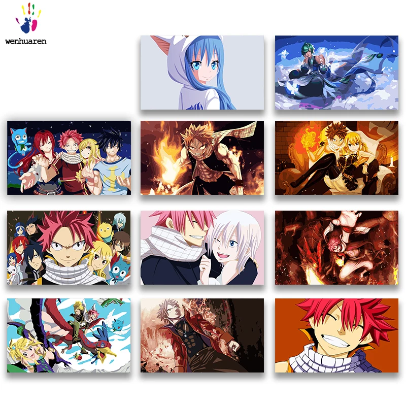 DIY colorings pictures by numbers with colors Fairy Tail Fire Dragon Slayer picture drawing painting framed Home | Дом и сад