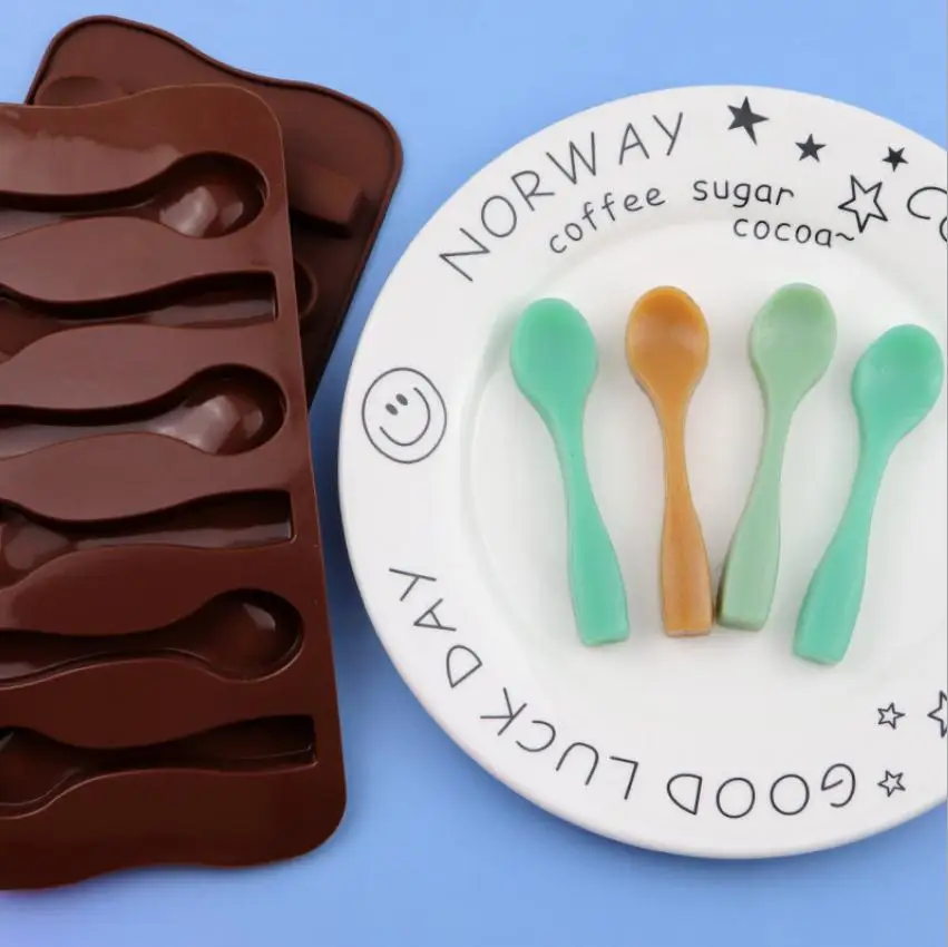 6 Spoons Shaped Chocolate Mold Food Grade Silicone Ice Trays Mould | Дом и сад