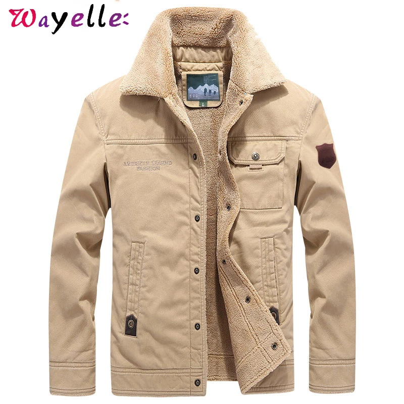 Зимняя куртка для мужчин Толстая теплая флисовая бомбер пальто Мужская ветровка