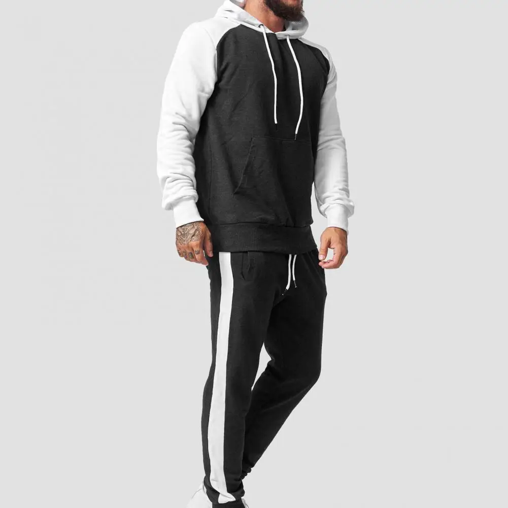 

Sweatshirt Suit Drawstring Ankle Banded Skin-friendly Long Pants Hoodie Suit Sports Suit for Daily Wear