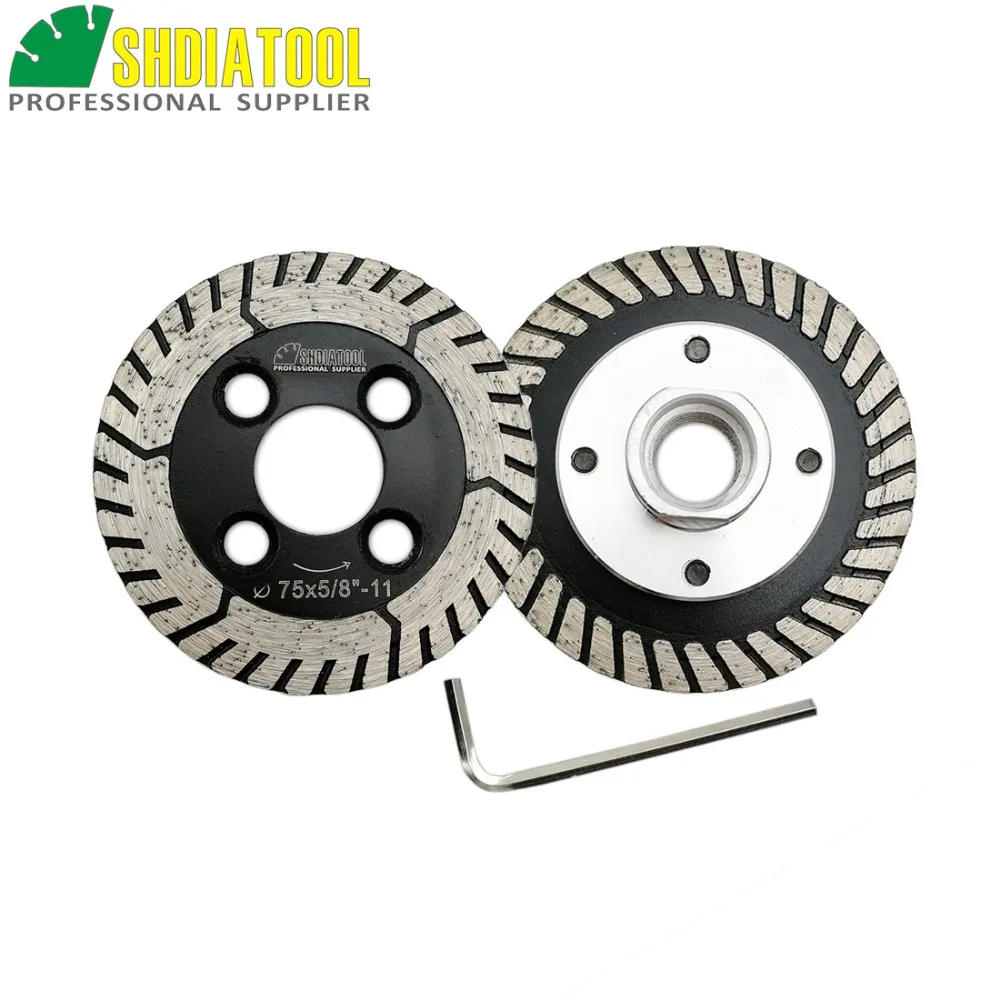 SHDIATOOL 1 шт. 75 мм Алмазная резка Grindng диск с фланцем и 1 шт. лезвие диаметром " /75 мм двойной пильный диск для гранита мрамора бетона