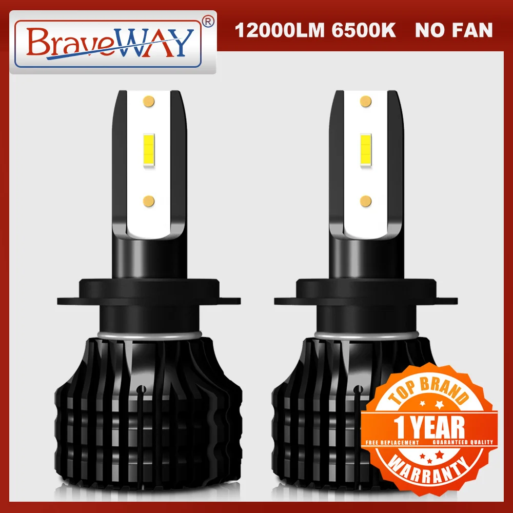 

BraveWay H4 LED H7 Headlight Bulbs for Car H1 H3 H8 H9 H11 HB3 HB4 9005 9006 H27 Auto Lamps 12000LM 6500K 60W 12V LED Fog Lights