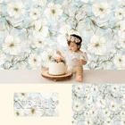 Фон для фотосъемки новорожденных с белыми цветами для вечеринки в честь рождения ребенка