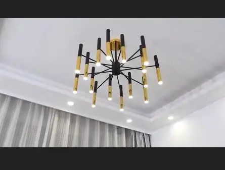 저렴한 포스트 모던 아트 블랙 골드 Led 펜던트 조명 간결한 스틱 디자인 거실 침실 바 장식 전등