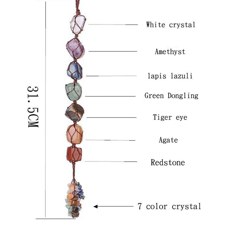 

7 Chakra Car Interior Hanging Ornaments Chakra Natural Crystal Stone piritual Meditation Tumbled Reiki Gemstone Auto Decor