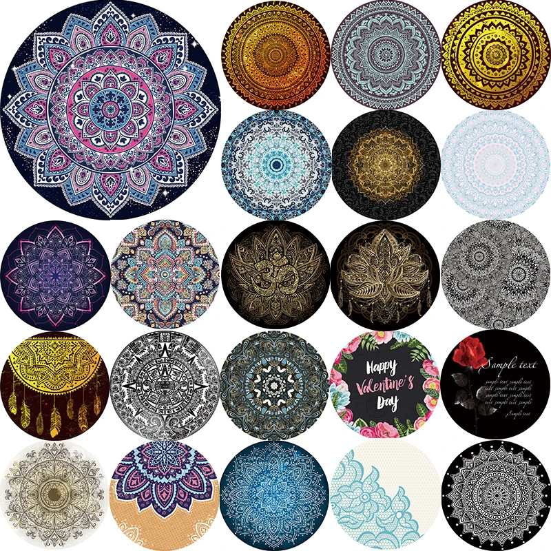 Горячая Распродажа красота Мандала круглое пляжное полотенце цветы тридцать